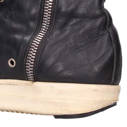Rick Owens Ramones Leather Hi-Top Sneakers Black Size 7.5