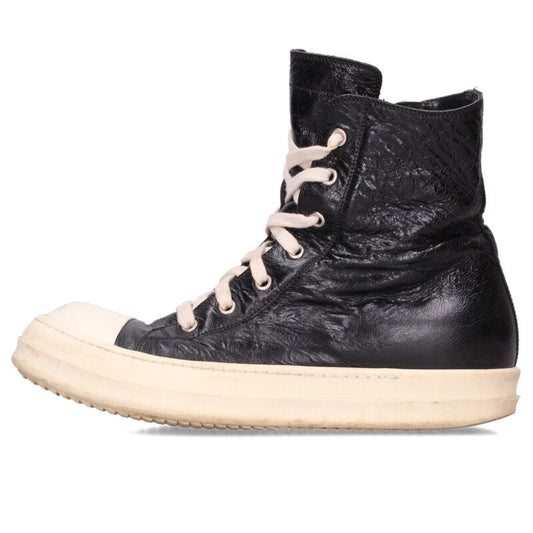 Rick Owens Ramones Leather High-Top Sneakers Black Size 6.5