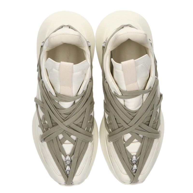 Rick Owens MEGALACE GETH RUNNER Sneakers White/Gray Size 7.5