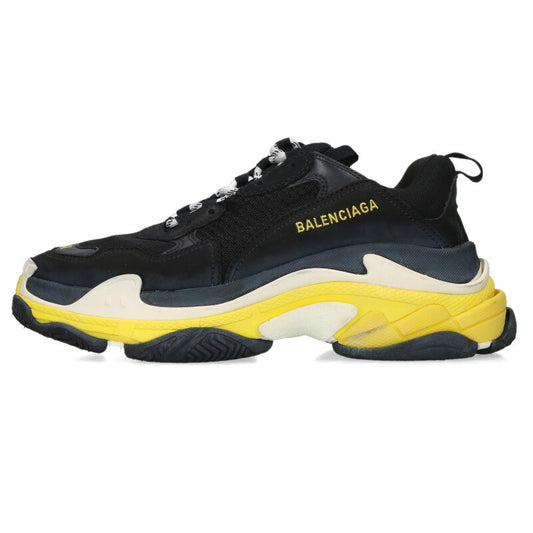 BALENCIAGA TRIPLE S Low Top Sneakers Black Yellow Size 7.5