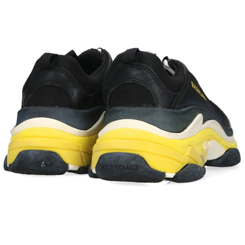 BALENCIAGA TRIPLE S Low Top Sneakers Black Yellow Size 7.5