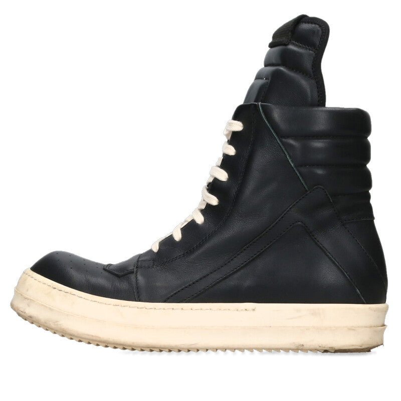 Rick Owens GEOBASKET Leather Hi-Top Blk/Wht Size 6.5