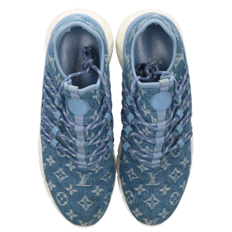 LOUISVUITTON Fast Lane Monogram Denim Sneakers Blue Size 7.5