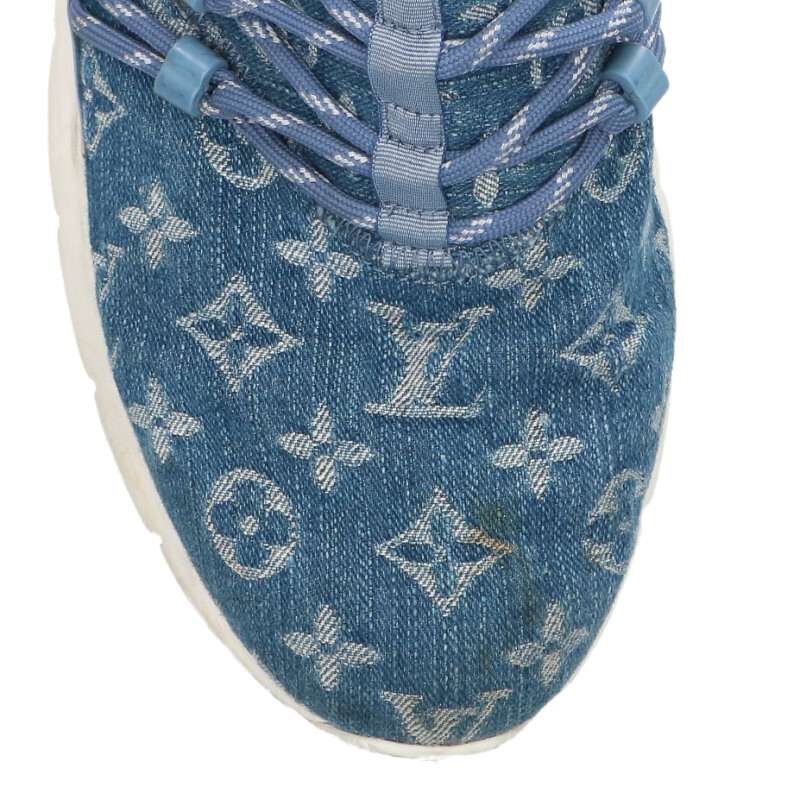 LOUISVUITTON Fast Lane Monogram Denim Sneakers Blue Size 7.5