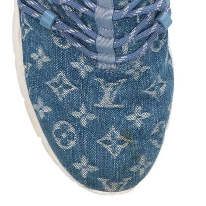 LOUISVUITTON Fast Lane Monogram Denim Sneakers Blue Size 7.5