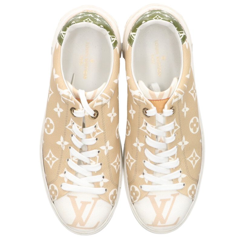 LOUISVUITTON Timeout Line Monogram Sneakers Beige Size 6.5
