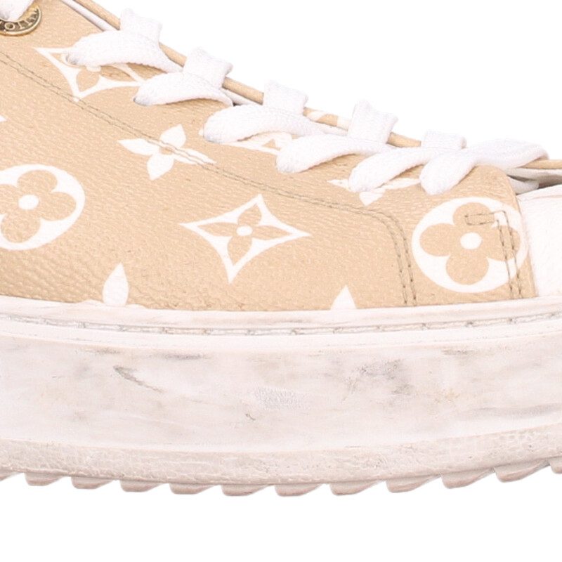 LOUISVUITTON Timeout Line Monogram Sneakers Beige Size 6.5