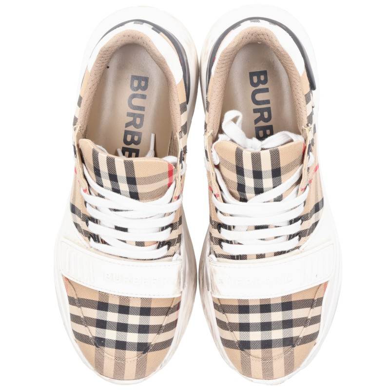 Burberry Check Velcro Leather Lace-Up Sneakers Size 6.5