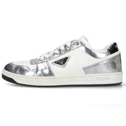 PRADA Triangle Logo Low-Top Sneakers White/Silver Size 8