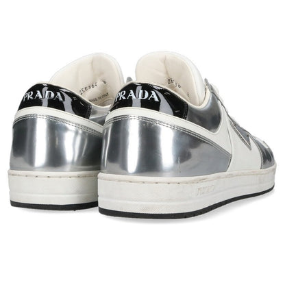 PRADA Triangle Logo Low-Top Sneakers White/Silver Size 8