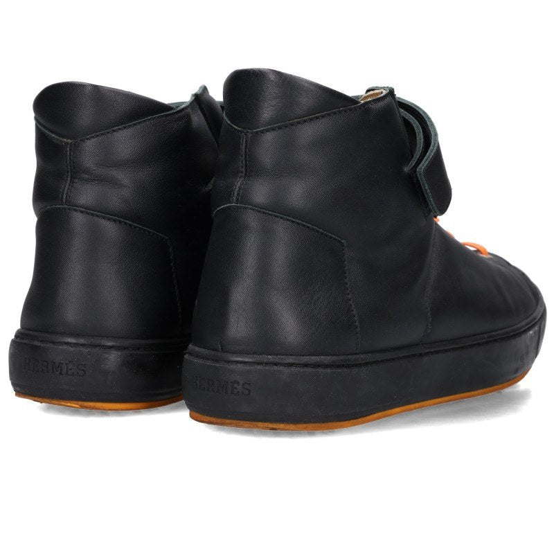 HERMES Jackson Velcro High-Top Sneakers Black Size 8.5