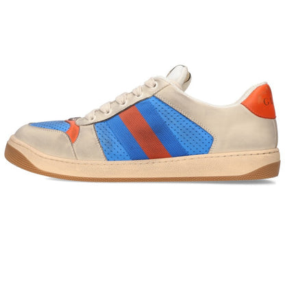 GUCCI Distressed GG Canvas Low-Top Sneakers Blue/Gray Size 8