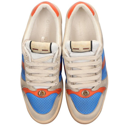 GUCCI Distressed GG Canvas Low-Top Sneakers Blue/Gray Size 8