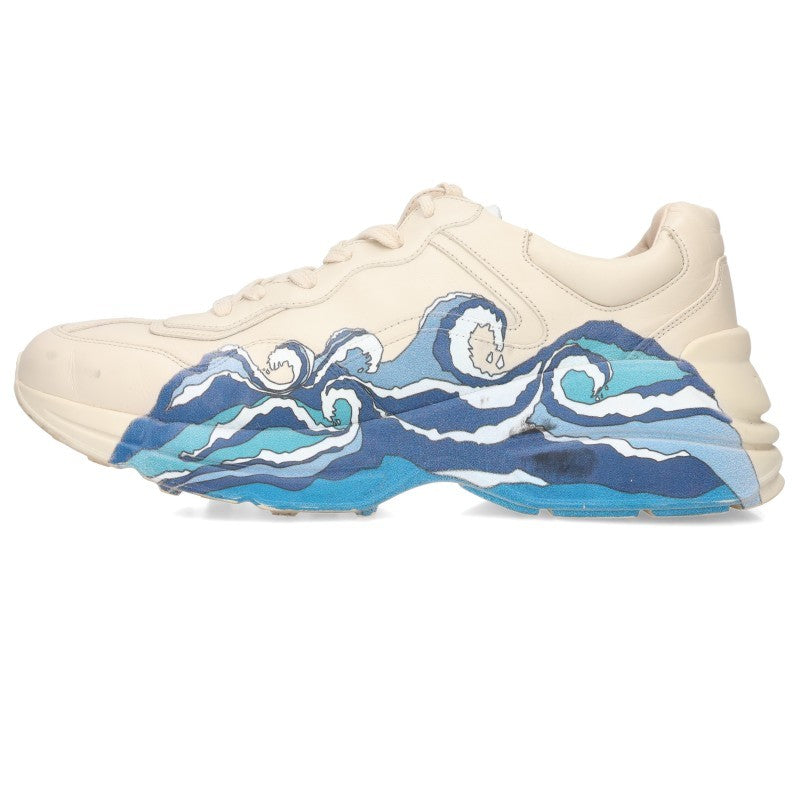 GUCCI Rhyton Wave Dad Low-Top Sneakers Beige/Blue Size 7.5