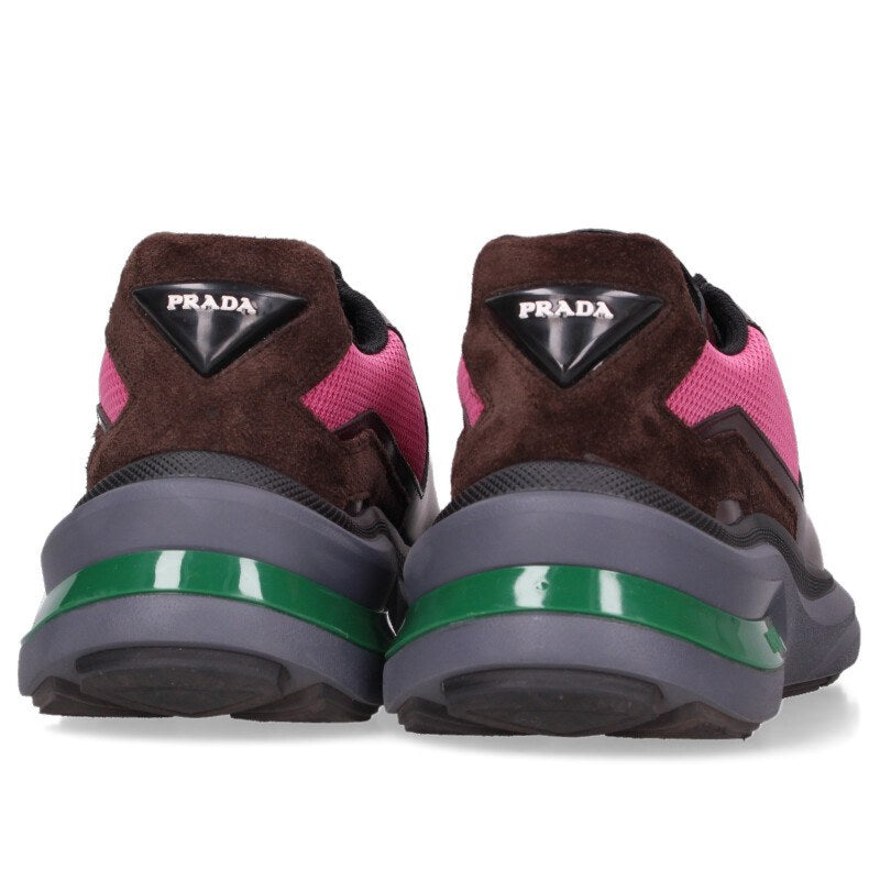 PRADA System Low-Top Sneakers Brown/Pink/Gray Size 5.5