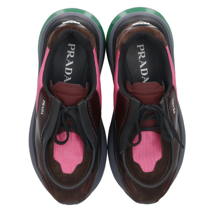 PRADA System Low-Top Sneakers Brown/Pink/Gray Size 5.5