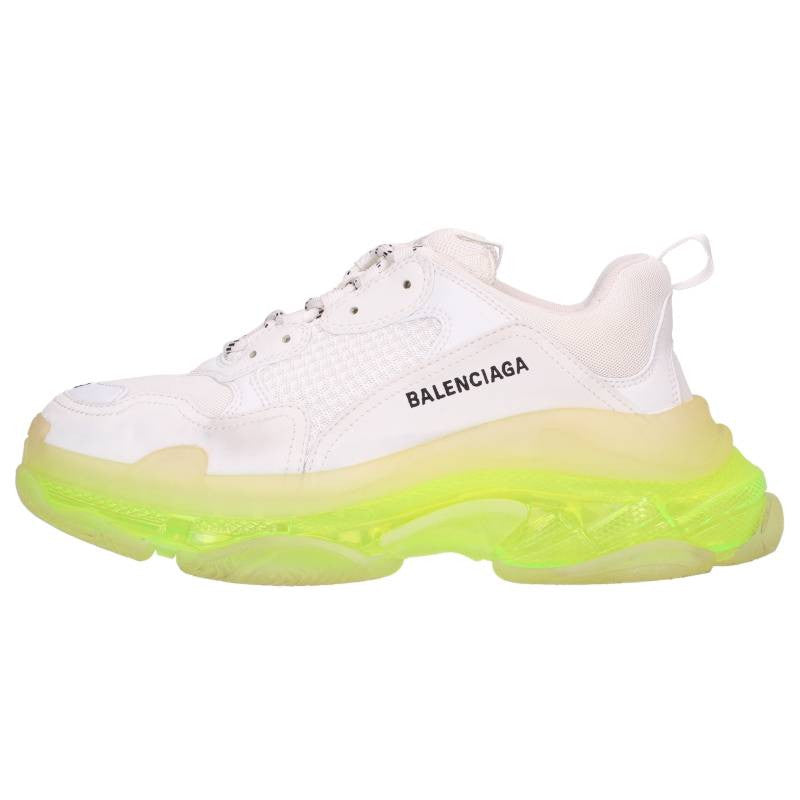 BALENCIAGA TRIPLE S Lace-Up Sneakers White Yellow Size EU 42