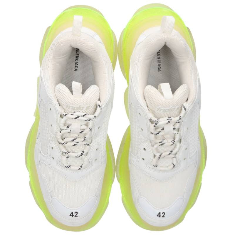 BALENCIAGA TRIPLE S Lace-Up Sneakers White Yellow Size EU 42