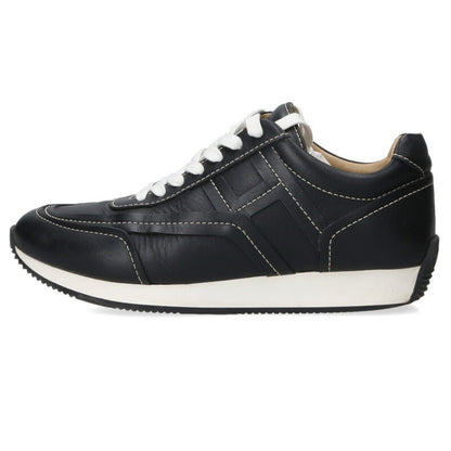 HERMES Trail Leather Low-Cut Sneakers Black Size 6.5