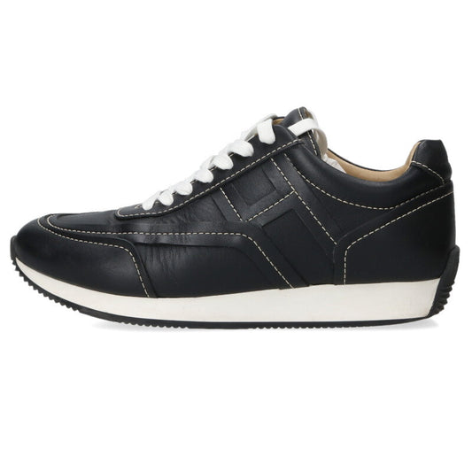 HERMES Trail Leather Low-Cut Sneakers Black Size 6.5