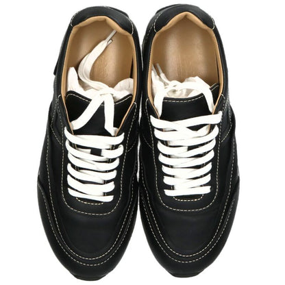 HERMES Trail Leather Low-Cut Sneakers Black Size 6.5