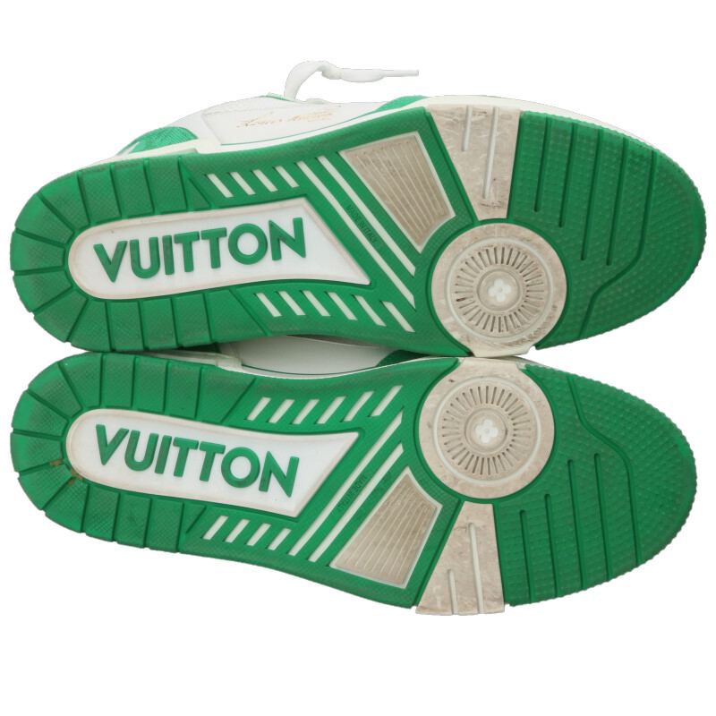 LOUISVUITTON LV Trainer Mesh Sneakers White Green Size 7.5