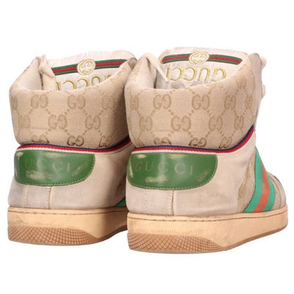GUCCI 563730 Vintage Finish High-Top Sneakers Beige Size 8