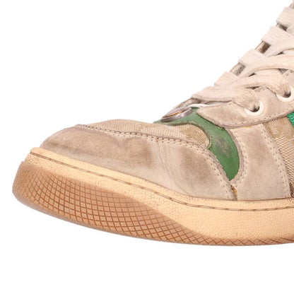 GUCCI 563730 Vintage Finish High-Top Sneakers Beige Size 8