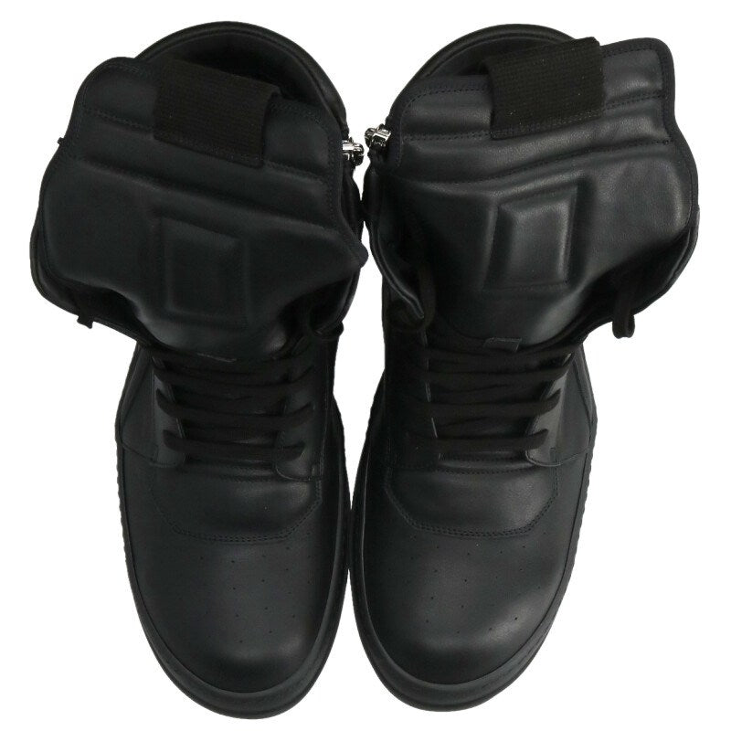 Rick Owens GEOBASKET Leather Sneakers Black Size EU 48