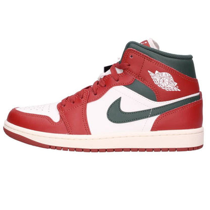 NIKE AIR JORDAN 1 MID Red/Green/White Leather Size 8