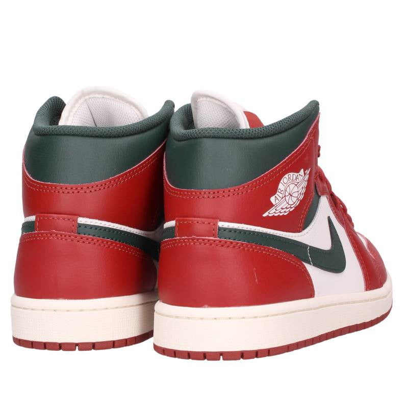 NIKE AIR JORDAN 1 MID Red/Green/White Leather Size 8