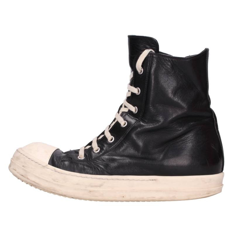 Rick Owens Ramones Leather High Top Sneakers Black Size EU 42
