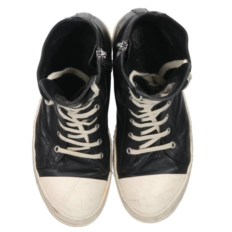 Rick Owens Ramones Leather High Top Sneakers Black Size EU 42