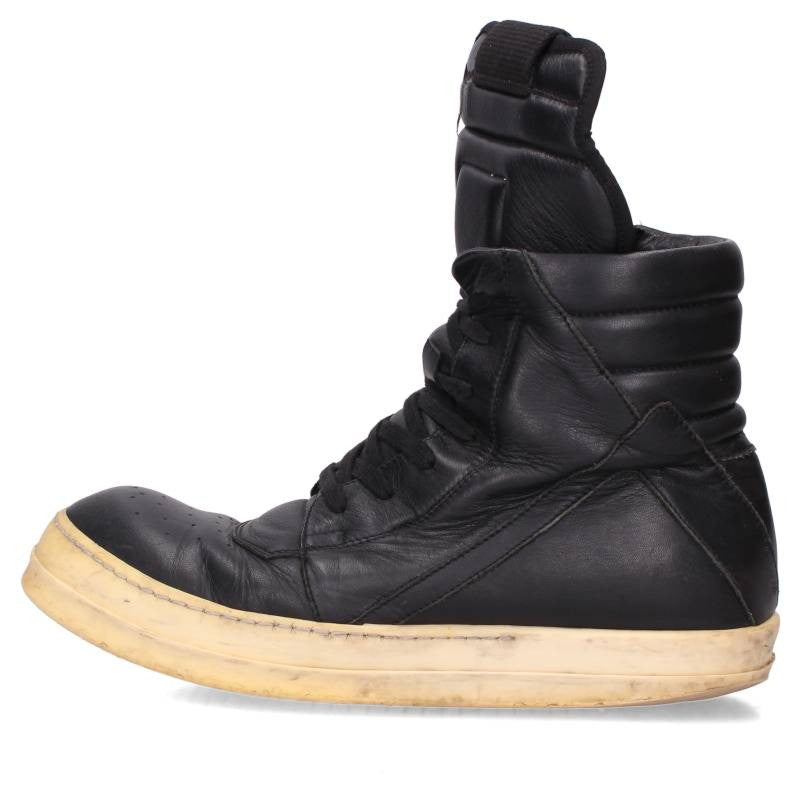 Rick Owens Geobasket Leather Sneakers Black White Size EU 41