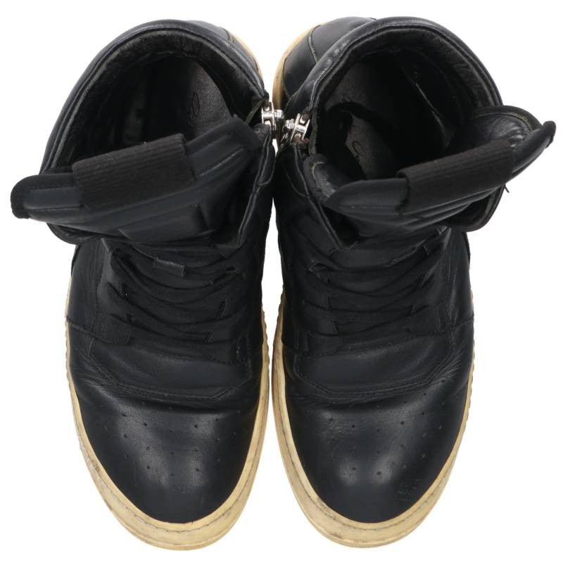 Rick Owens Geobasket Leather Sneakers Black White Size EU 41