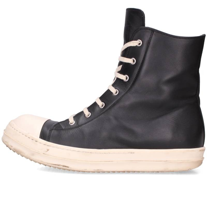 Rick Owens Ramones Leather Sneakers Black/White Size EU 44