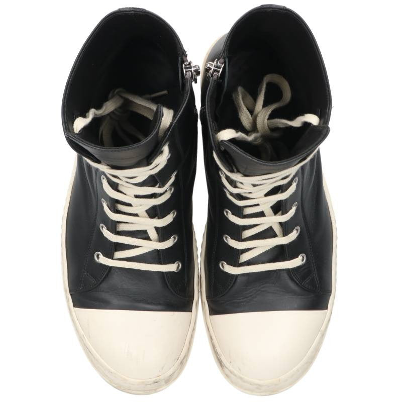 Rick Owens Ramones Leather Sneakers Black/White Size EU 44