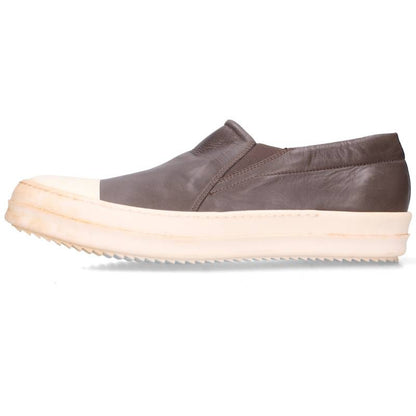 Rick Owens Leather Slip-On Sneakers Grey/White Size EU 44
