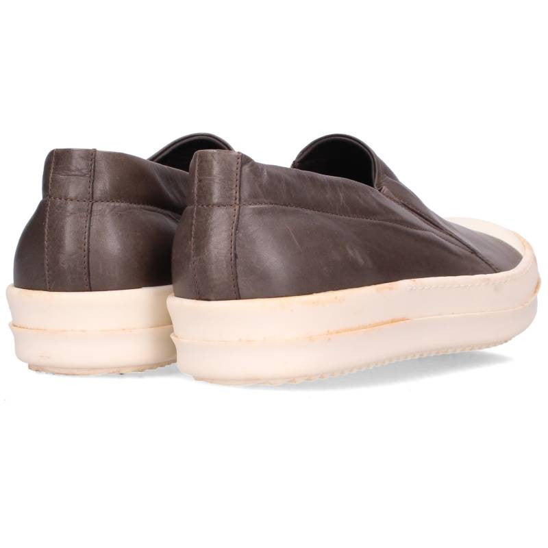 Rick Owens Leather Slip-On Sneakers Grey/White Size EU 44