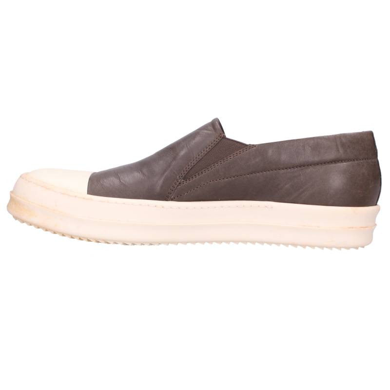 Rick Owens Leather Slip-On Sneakers Grey/White Size EU 44
