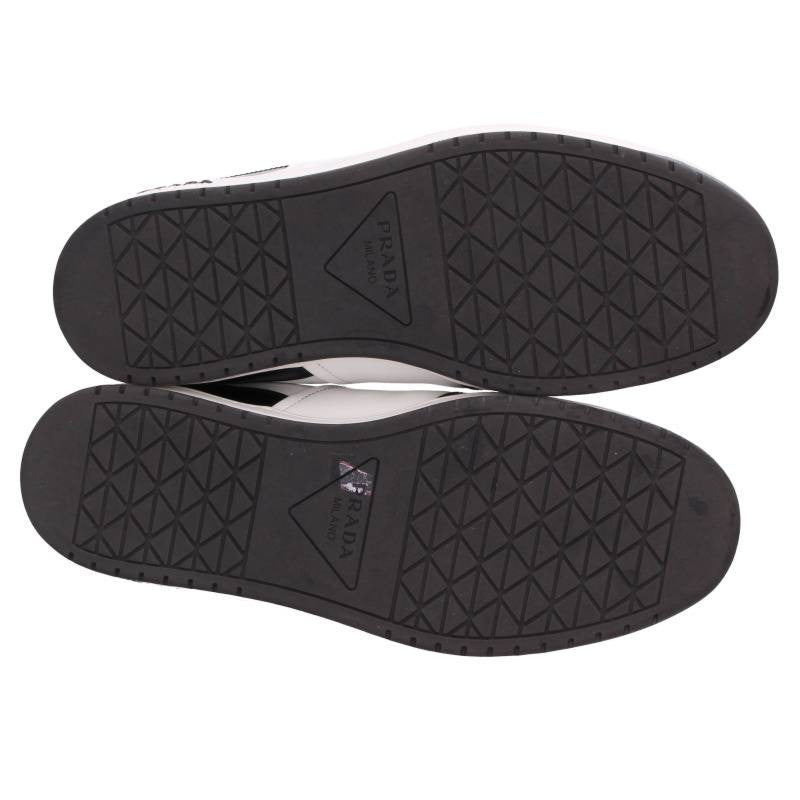 PRADA Triangle Plate Low-Cut Sneakers White Black Size 6