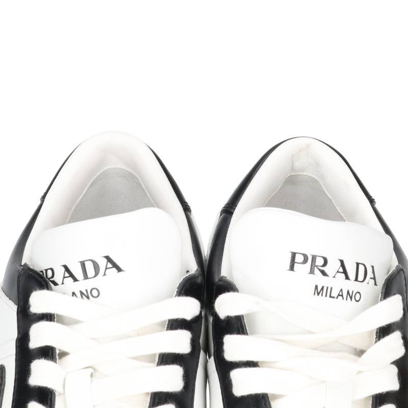 PRADA Triangle Plate Low-Cut Sneakers White Black Size 6