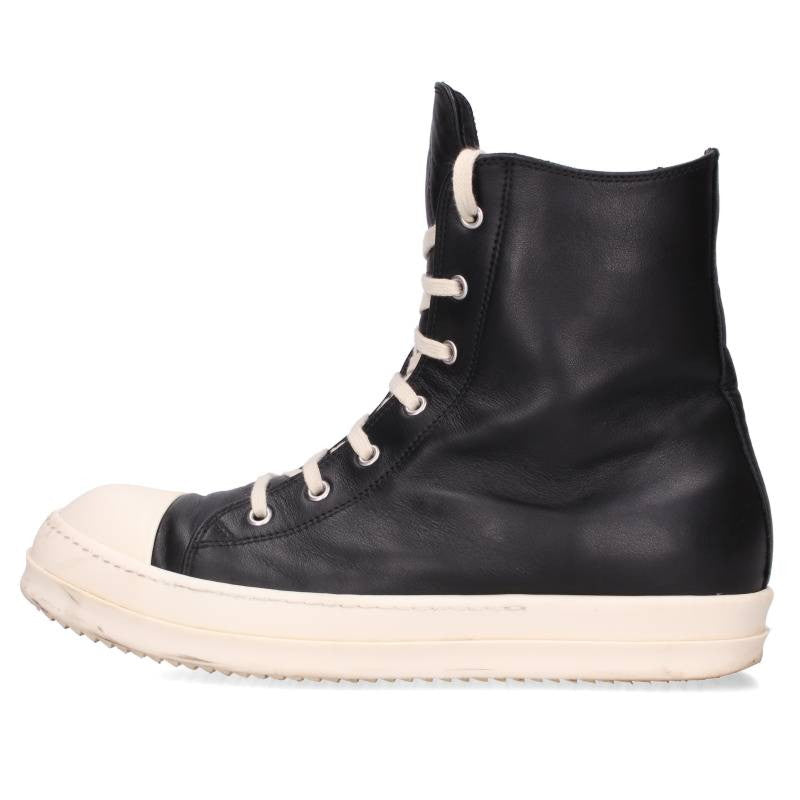 Rick Owens Ramones Leather Sneakers Black/Silver Size EU 43