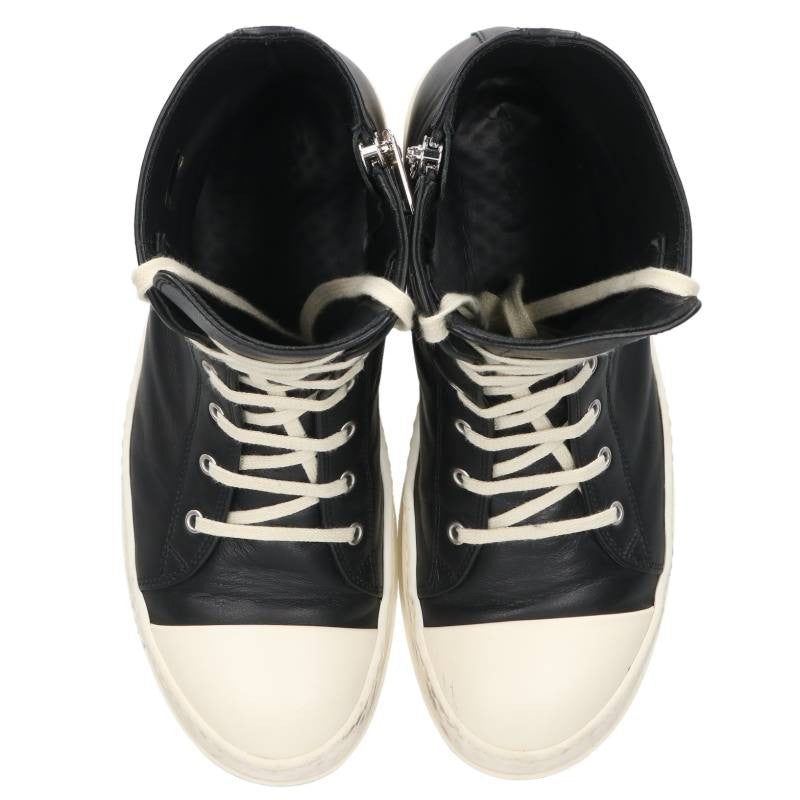 Rick Owens Ramones Leather Sneakers Black/Silver Size EU 43