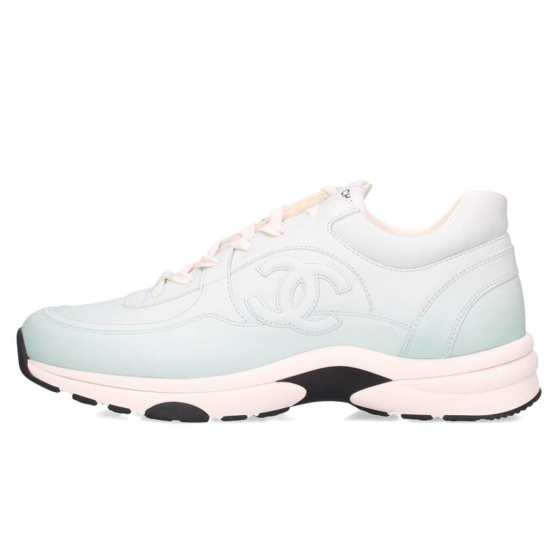 CHANEL Printed Calfskin Coco Mark Sneakers Green Size EU 44
