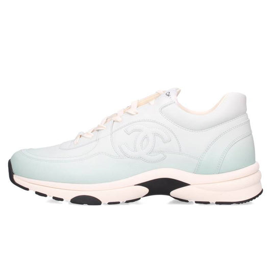 CHANEL Printed Calfskin Coco Mark Sneakers Green Size EU 44