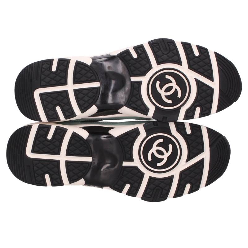 CHANEL Printed Calfskin Coco Mark Sneakers Green Size EU 44