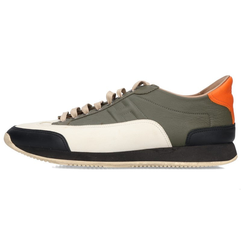 HERMES Trail Leather Low-Top Sneakers Green Multi Size EU 41