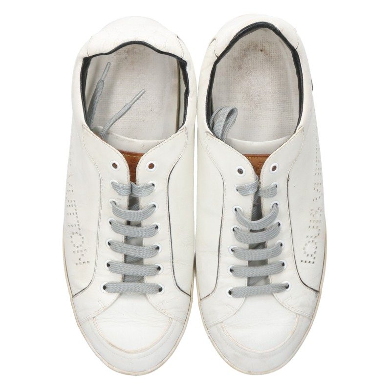 LOUISVUITTON Perforated Logo Low-Top Sneakers White Size 7.5