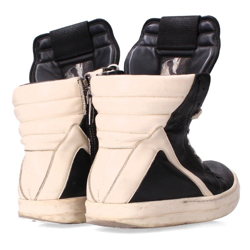 Rick Owens Geobasket Leather High-Top Black White Size 36